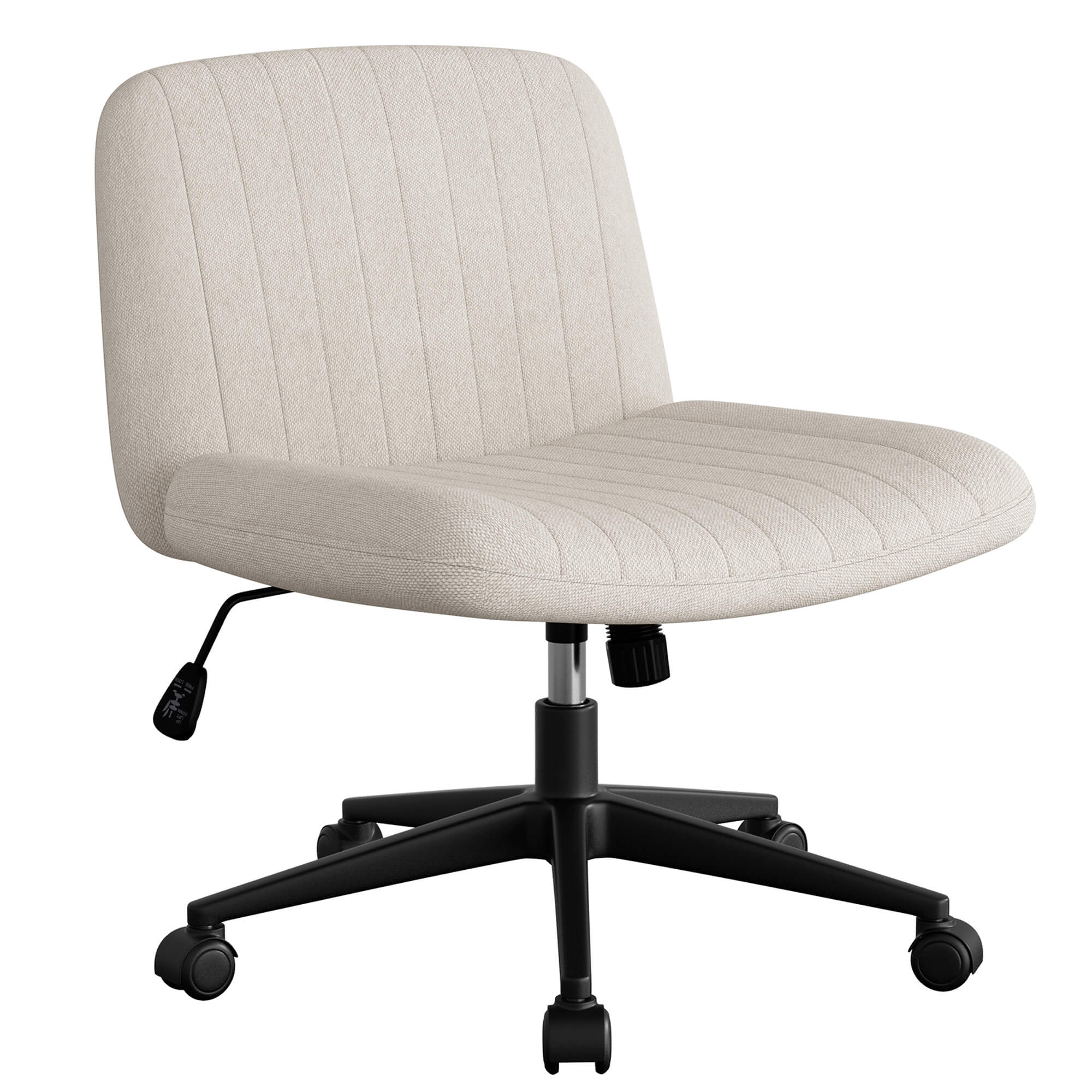 Walsunny Cross Legged Office Chair Armless Wide Chair Cross Legged Office Chair Computer Chair #color_white #foot_pulley-foot