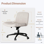 Walsunny Cross Legged Office Chair Armless Wide Chair Cross Legged Office Chair Computer Chair #color_white #foot_pulley-foot