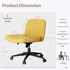 Walsunny Cross Legged Office Chair Armless Wide Chair Cross Legged Office Chair Computer Chair #color_yellow #foot_pulley-foot
