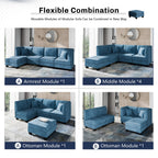 Walsunny Velvet 5 Pieces Modular Sectional Sofa L-Shaped Couch With Reversible Chaise (7223391125680)
