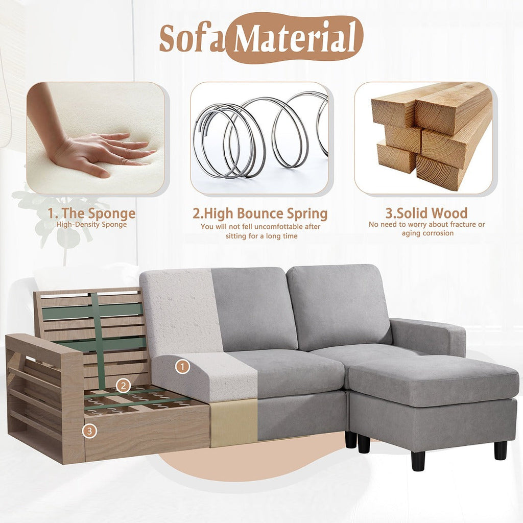 Walsunny Sectional Sofa With Long Storage Ottoman For Small Apartment#color_light-grey (7136755155120)