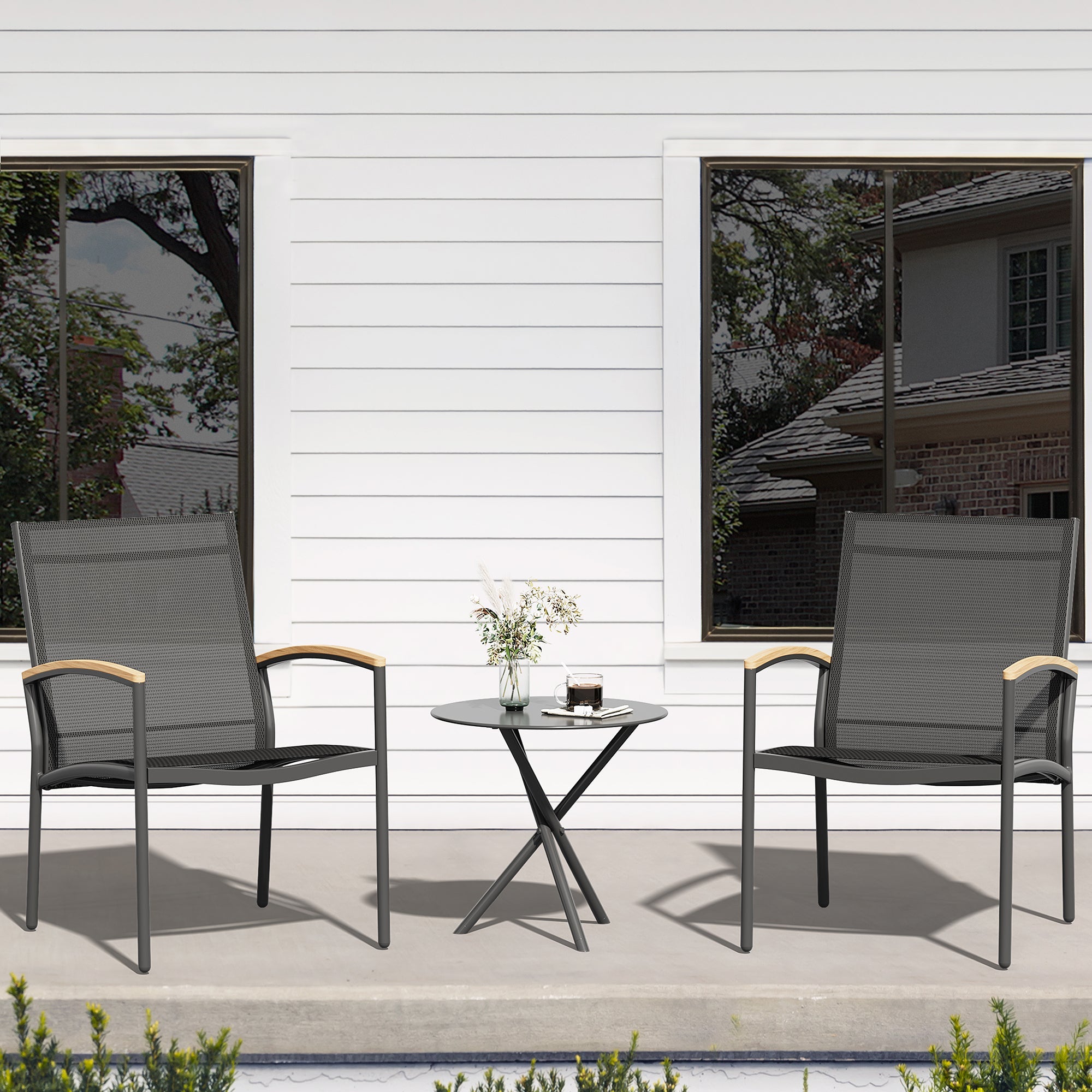 Vongrasig Patio Furniture 2 Pieces Outdoor Texilene Chair Sets