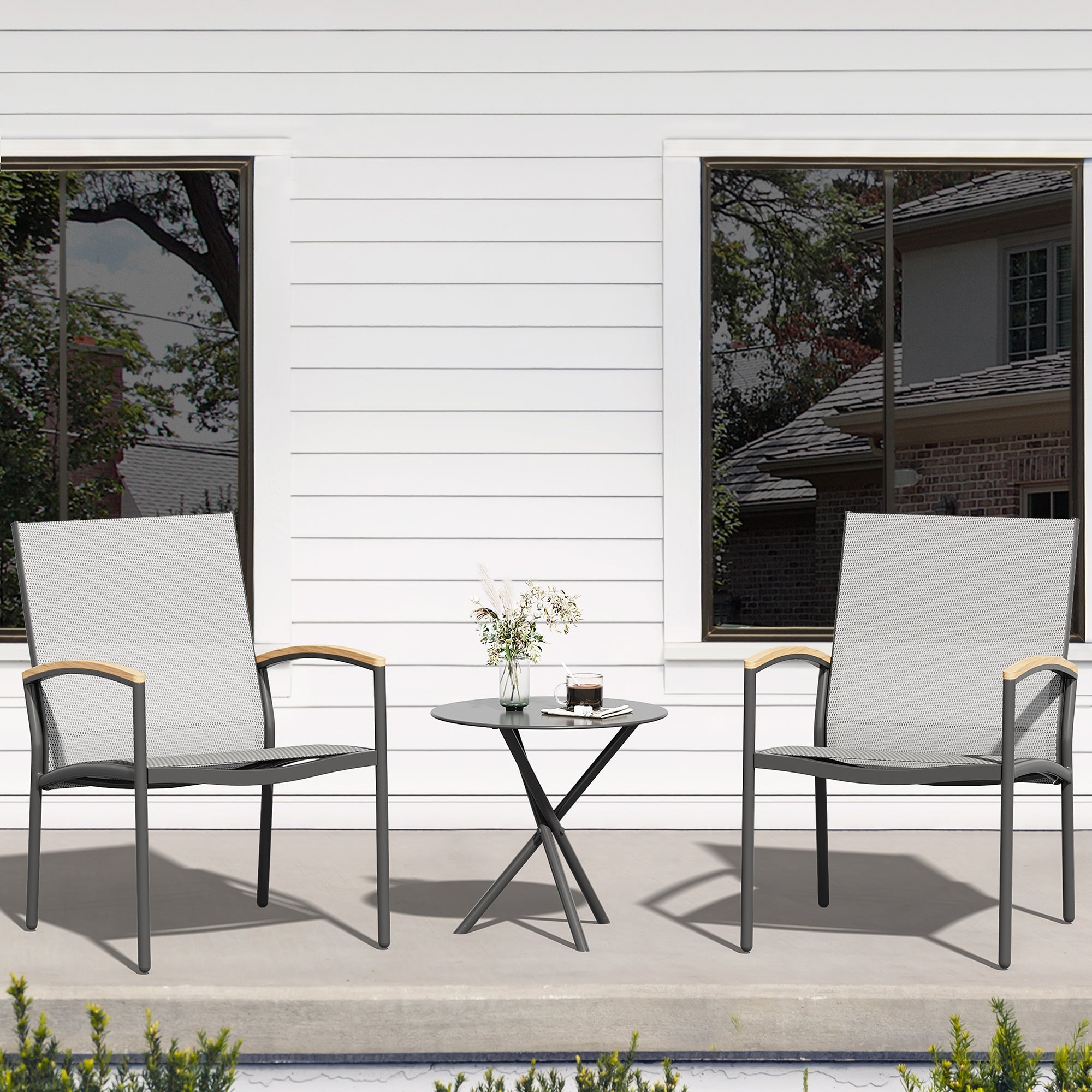 Vongrasig Patio Furniture 2 Pieces Outdoor Texilene Chair Sets