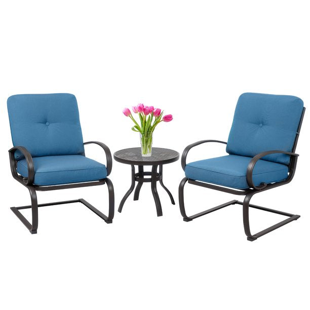 Walsunny 3-Piece Outdoor Bistro Set, Metal Frame#color_blue