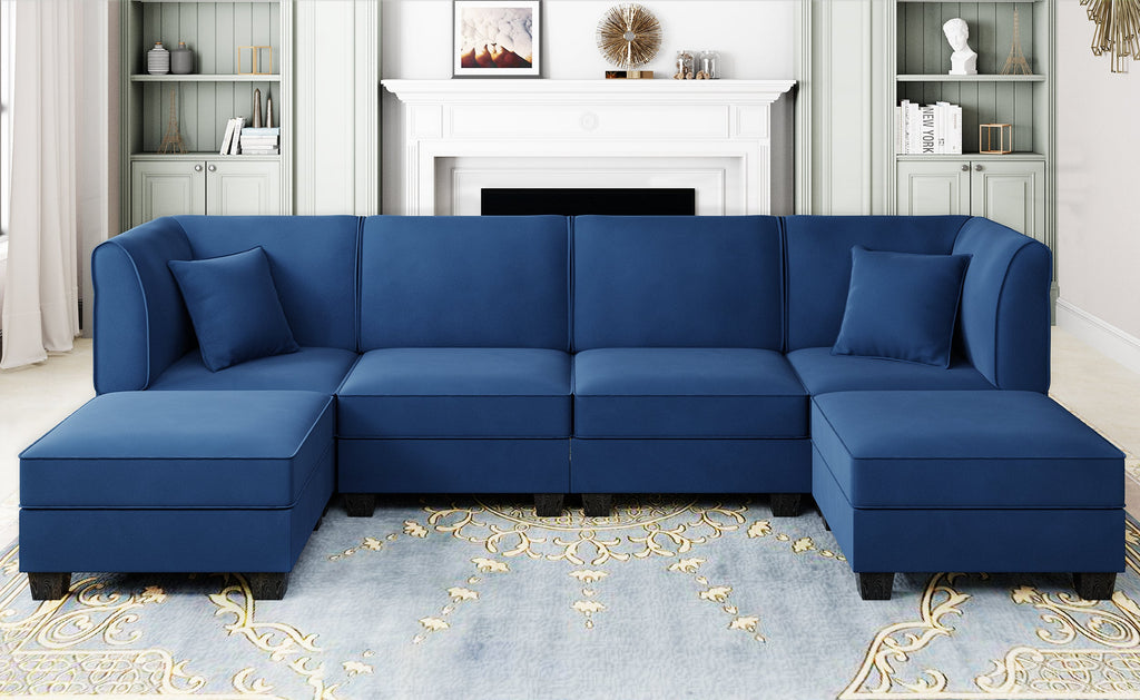 Walsunny  U-Shape Convertible Sectional Sofa Couch with 6 Seats
#color_dark-blue