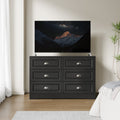 Walsunny 9 Drawer Double Dresser Black Wooden Wide Chest of Drawers with Metal Handles Storage Organizer Dresser Nursery Dresser for Living Room Hallway (7504222027952)
