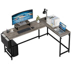 Walsunny 55 inch Home Office Desk with Storage Bag, Study Workstation Modern Simple Design, Student Writing Desk, Office Working Desk, Gray (7346039357616)