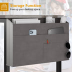 Walsunny 55 inch Home Office Desk with Storage Bag, Study Workstation Modern Simple Design, Student Writing Desk, Office Working Desk, Gray (7346039357616)