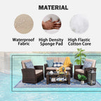 Walsunny Patio Furniture 4 Pieces Outdoor Wicker Loveseat Set