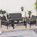 Walsunny Patio Furniture 5 Pieces Outdoor Metal Conversation Sets Chair Sets