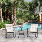 Walsunny Patio Furniture 3 Pieces Outdoor Rocking Chair Set